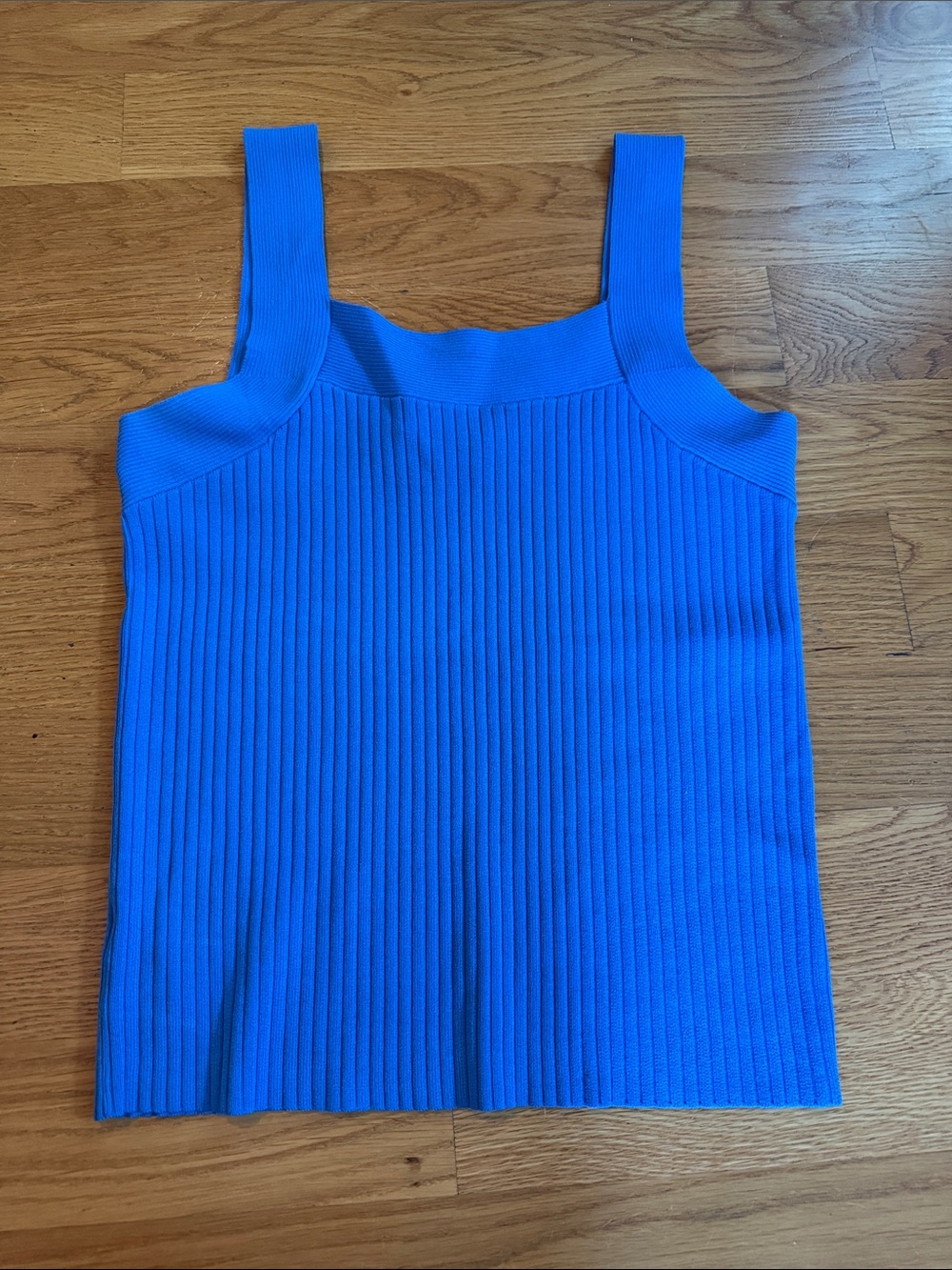 Ann Taylor Ribbed Square-Neck Tank in Cobalt